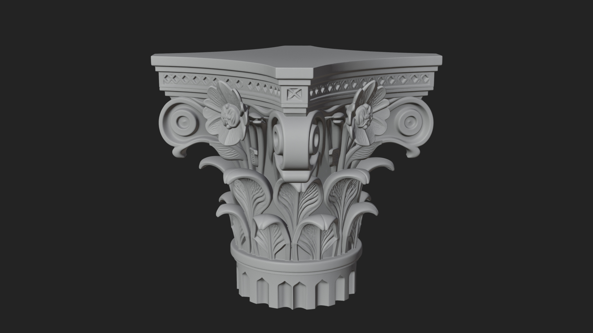Acanthus Column Capital Design 1 3D Print Model 3D Model