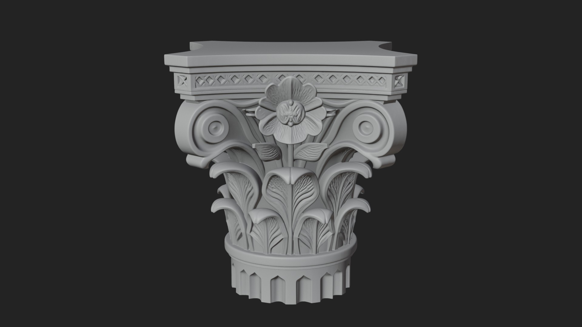 Acanthus Column Capital Design 1 3D Print Model 3D Model