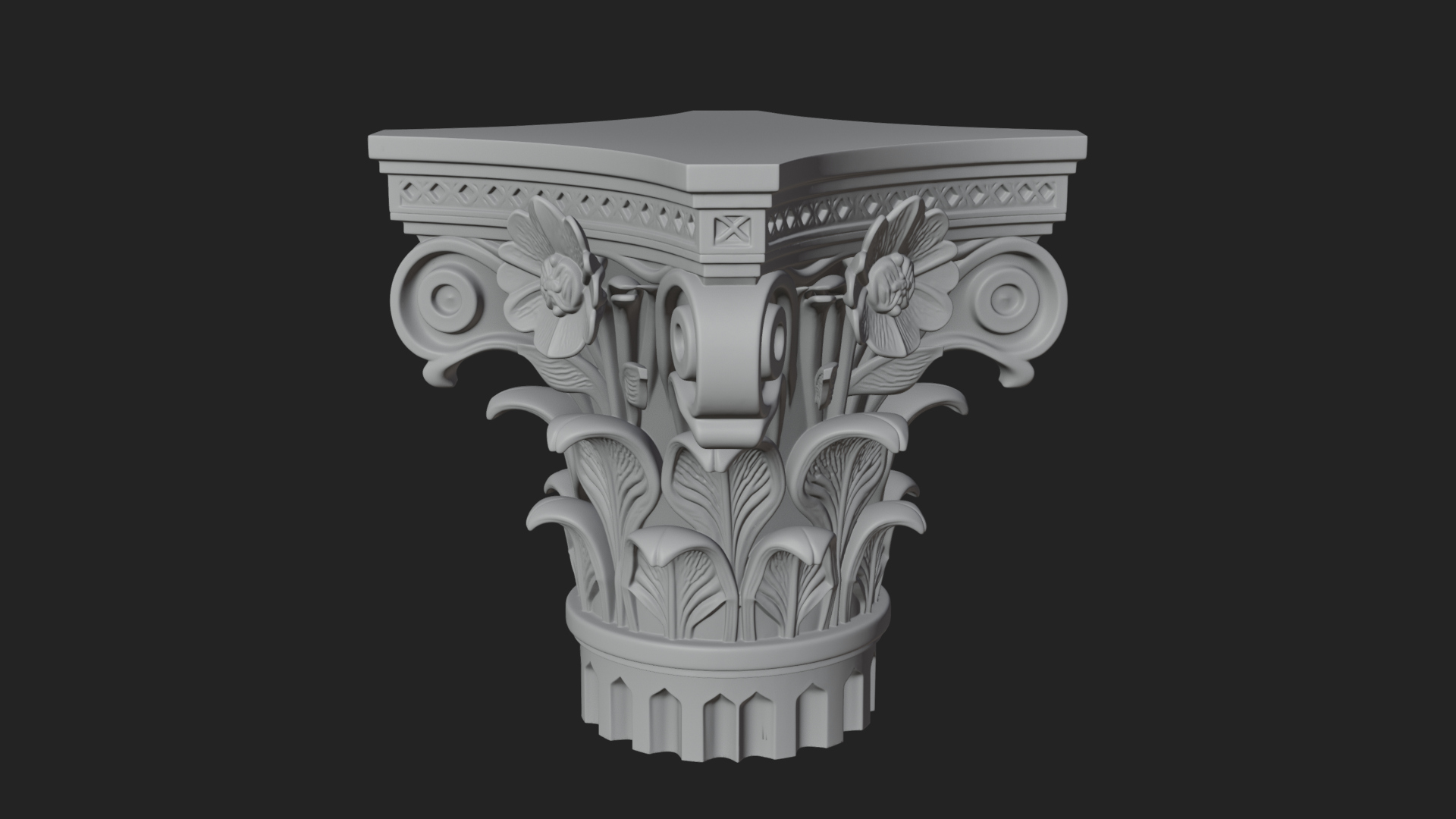 Acanthus Column Capital Design 1 3D Print Model 3D Model