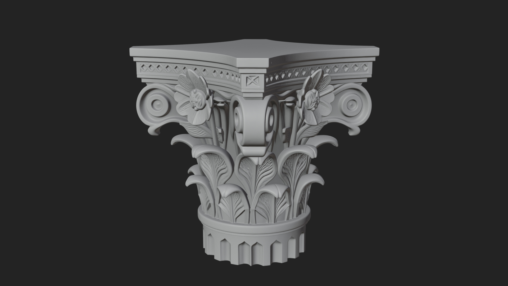 Acanthus Column Capital Design 1 3D Print Model 3D Model