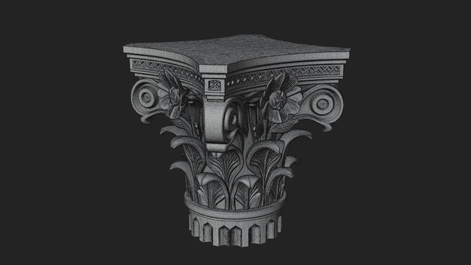 Acanthus Column Capital Design 1 3D Print Model 3D Model