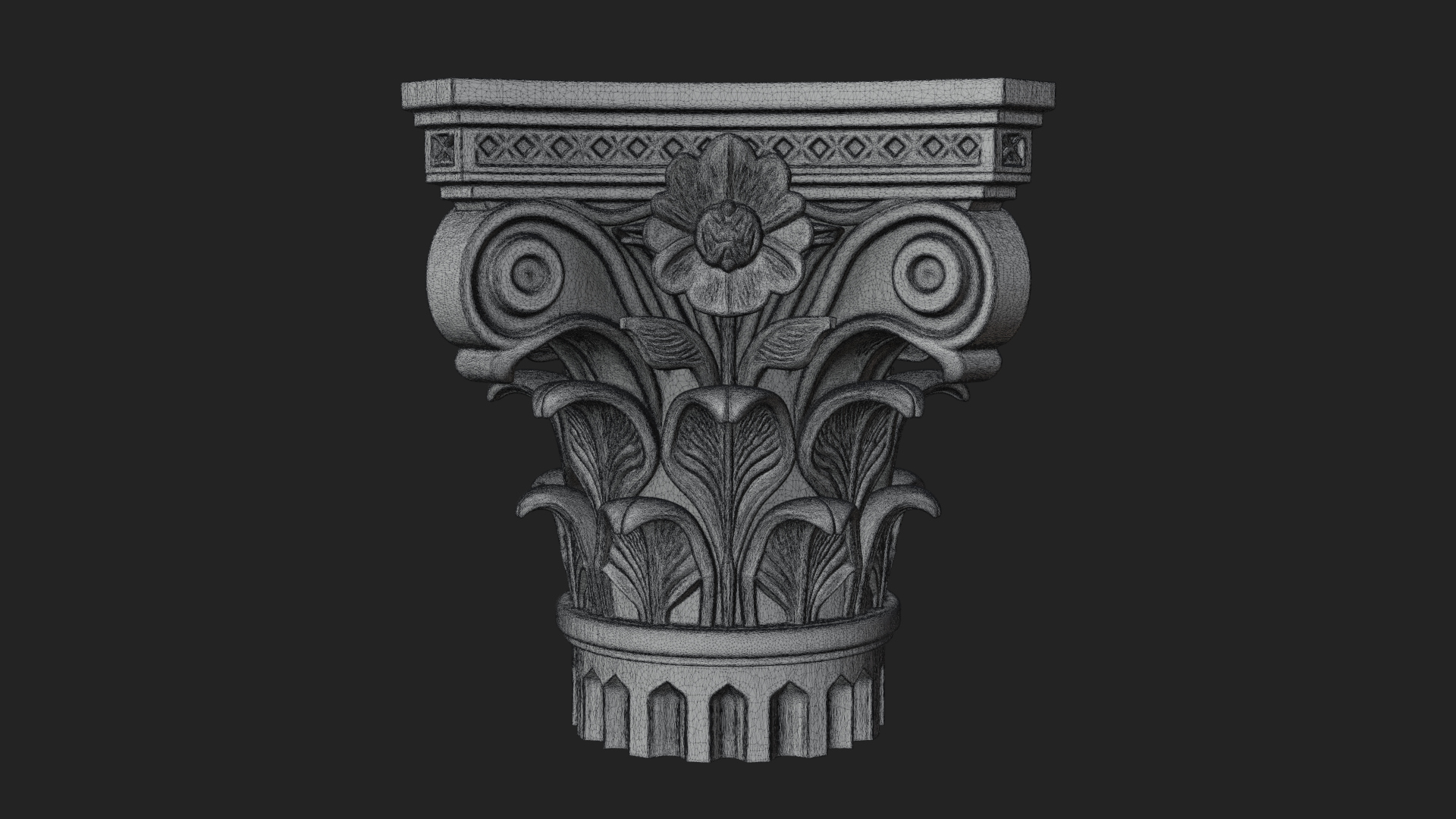 Acanthus Column Capital Design 1 3D Print Model 3D Model