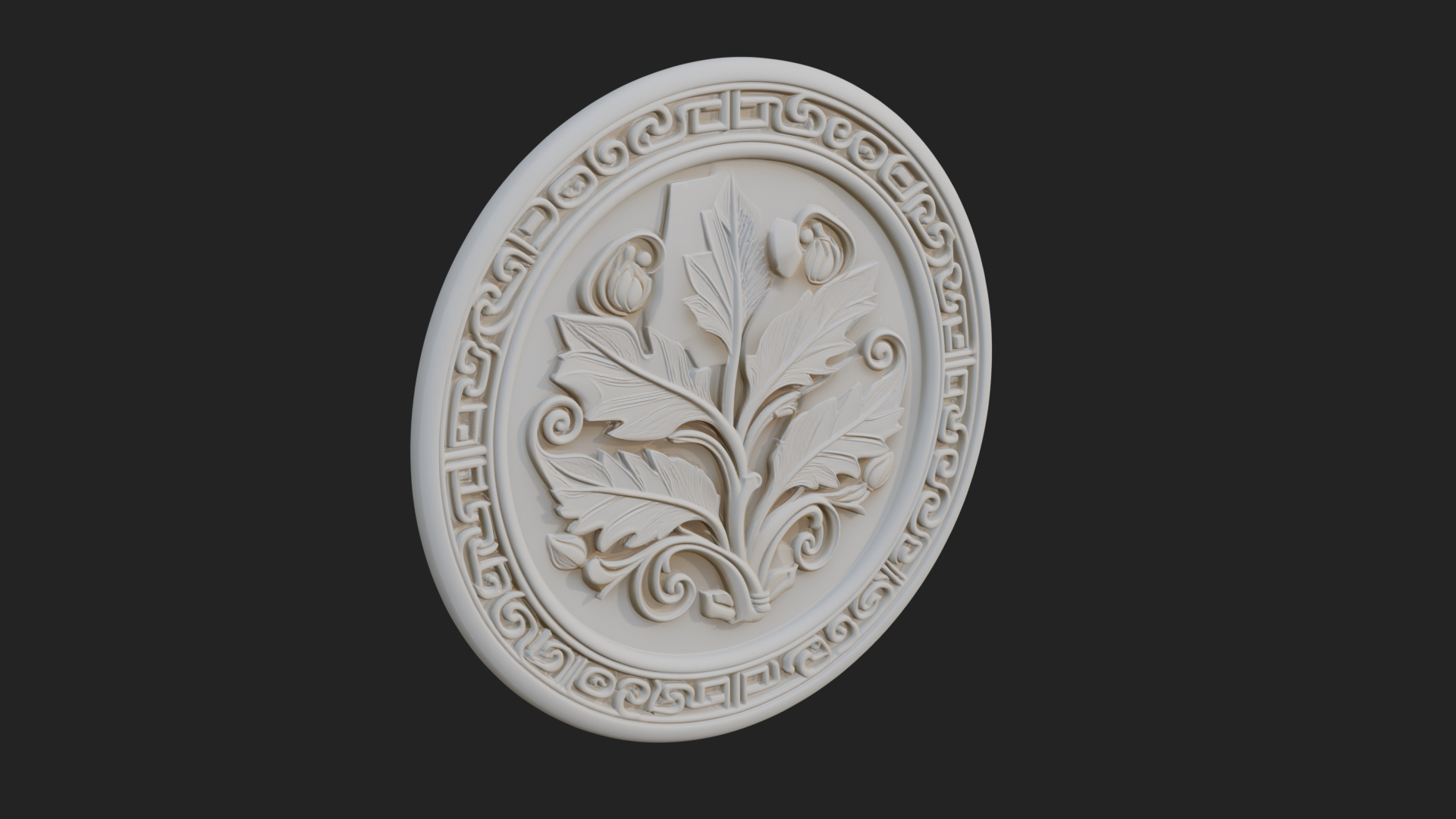 Acanthus Leaf Oval Plaque Design 1 3D Print Model 3D Model