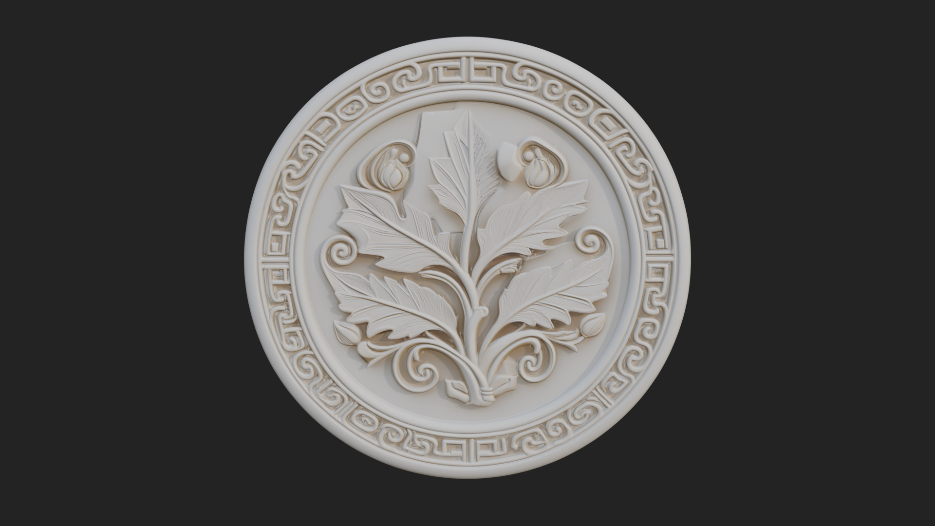 Acanthus Leaf Oval Plaque Design 1 3D Print Model 3D Model