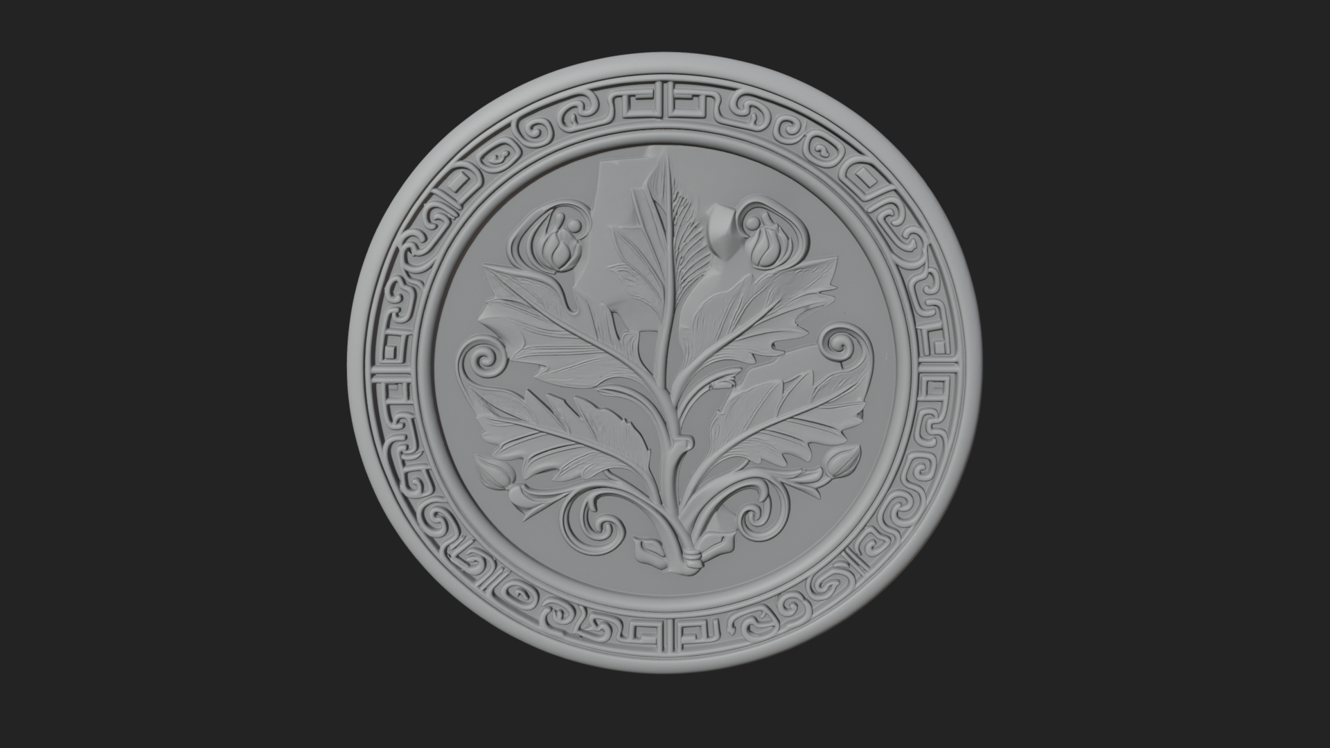 Acanthus Leaf Oval Plaque Design 1 3D Print Model 3D Model