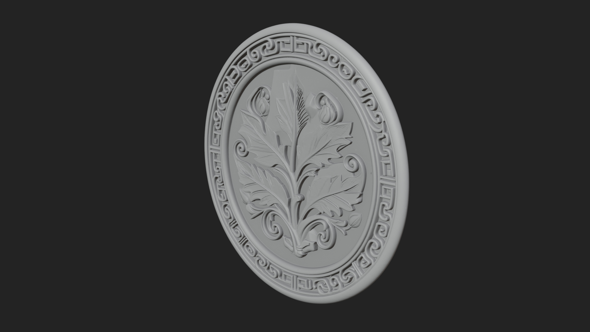 Acanthus Leaf Oval Plaque Design 1 3D Print Model 3D Model