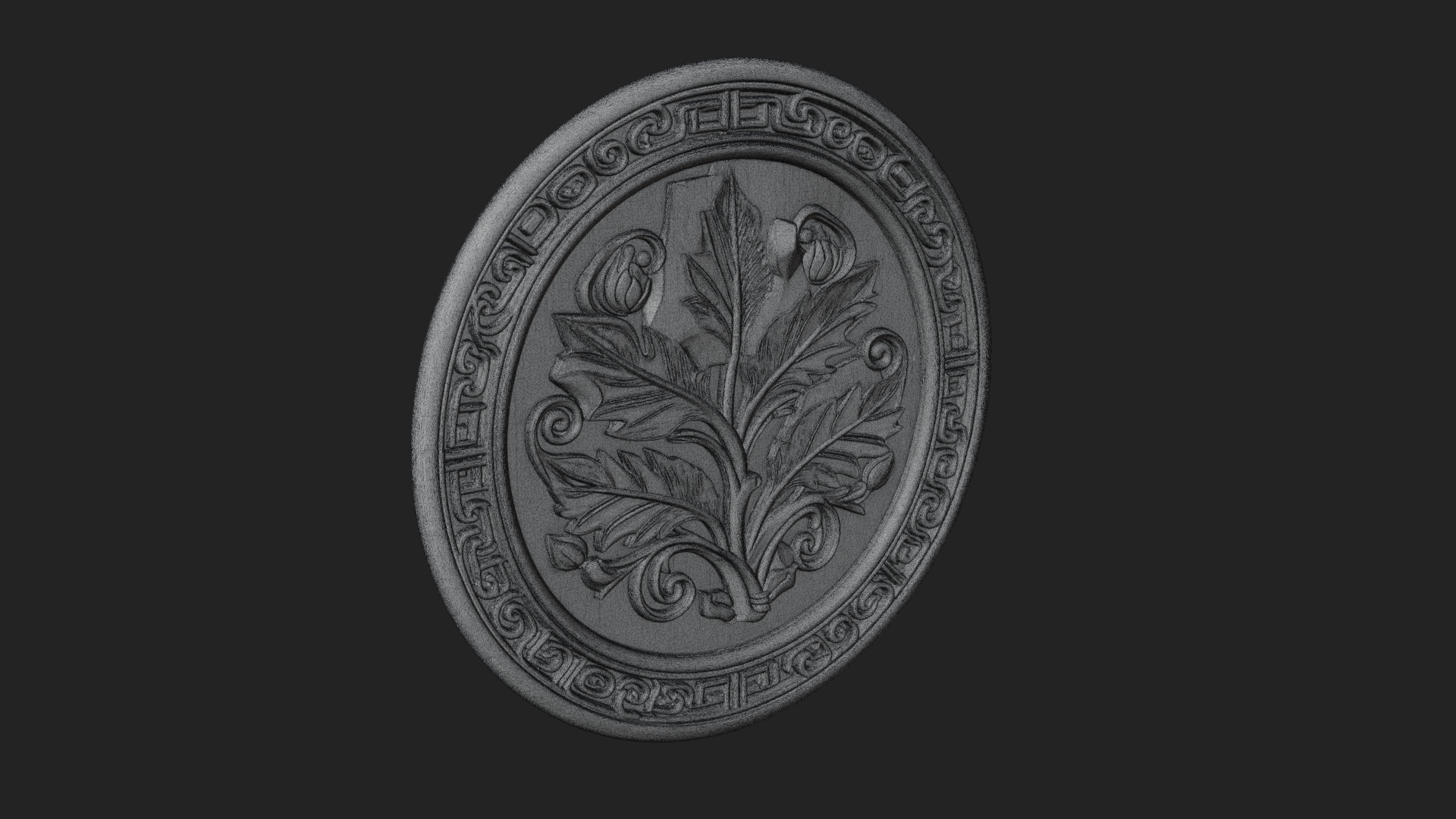 Acanthus Leaf Oval Plaque Design 1 3D Print Model 3D Model
