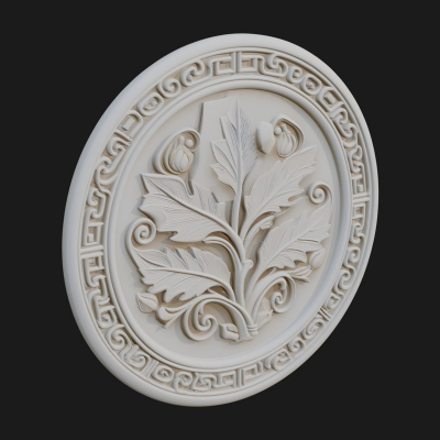 Acanthus Leaf Oval Plaque Design 1 3D Print Model