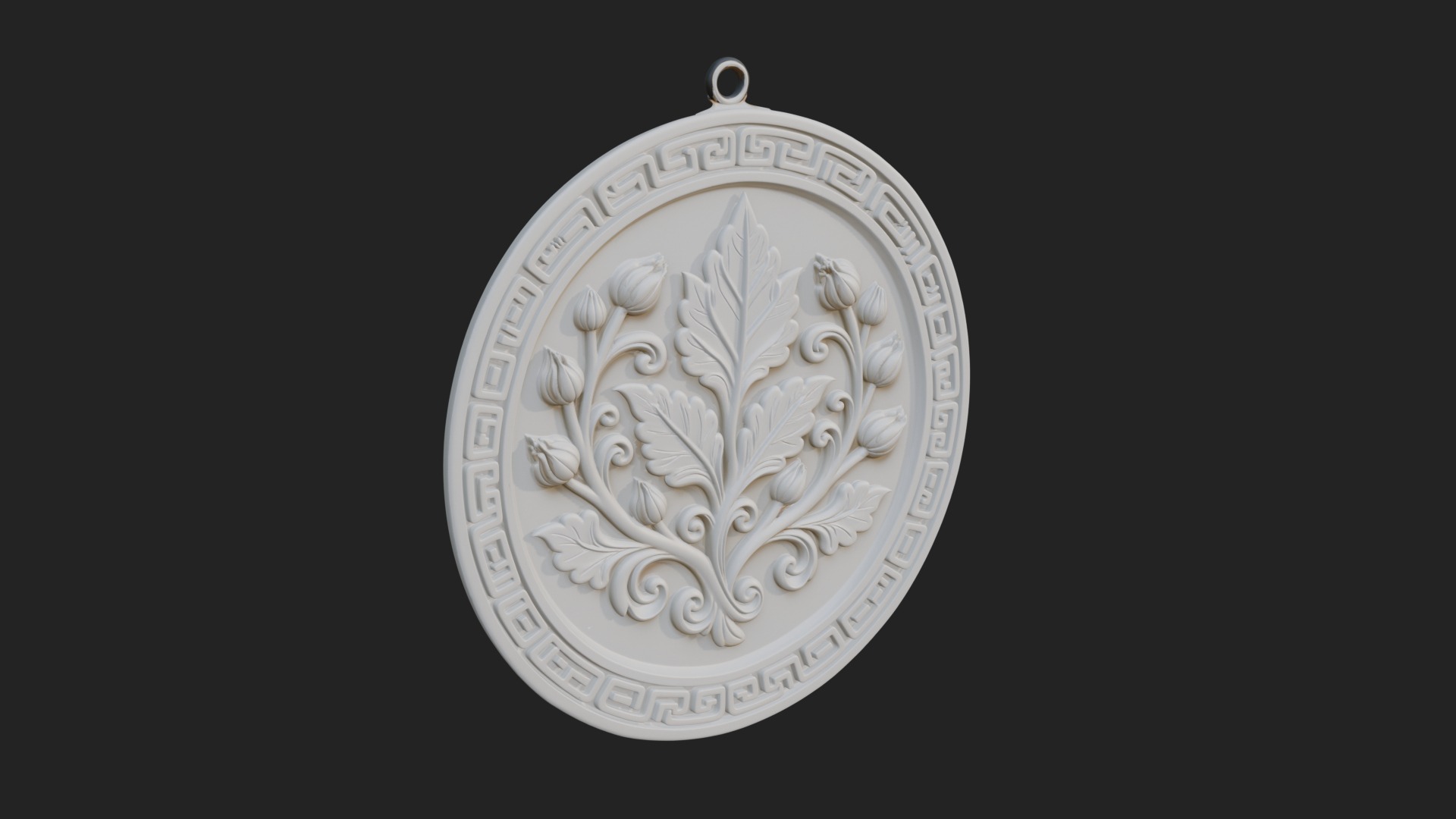 Acanthus Leaf Oval Plaque Design 2 3D Print Model 3D Model