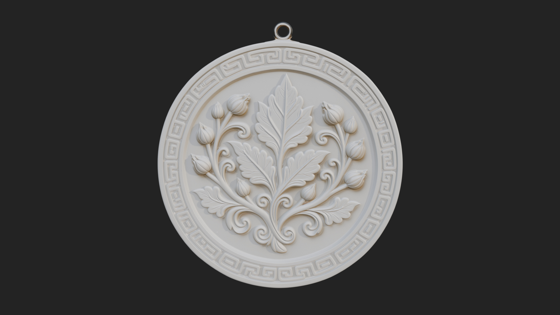 Acanthus Leaf Oval Plaque Design 2 3D Print Model 3D Model