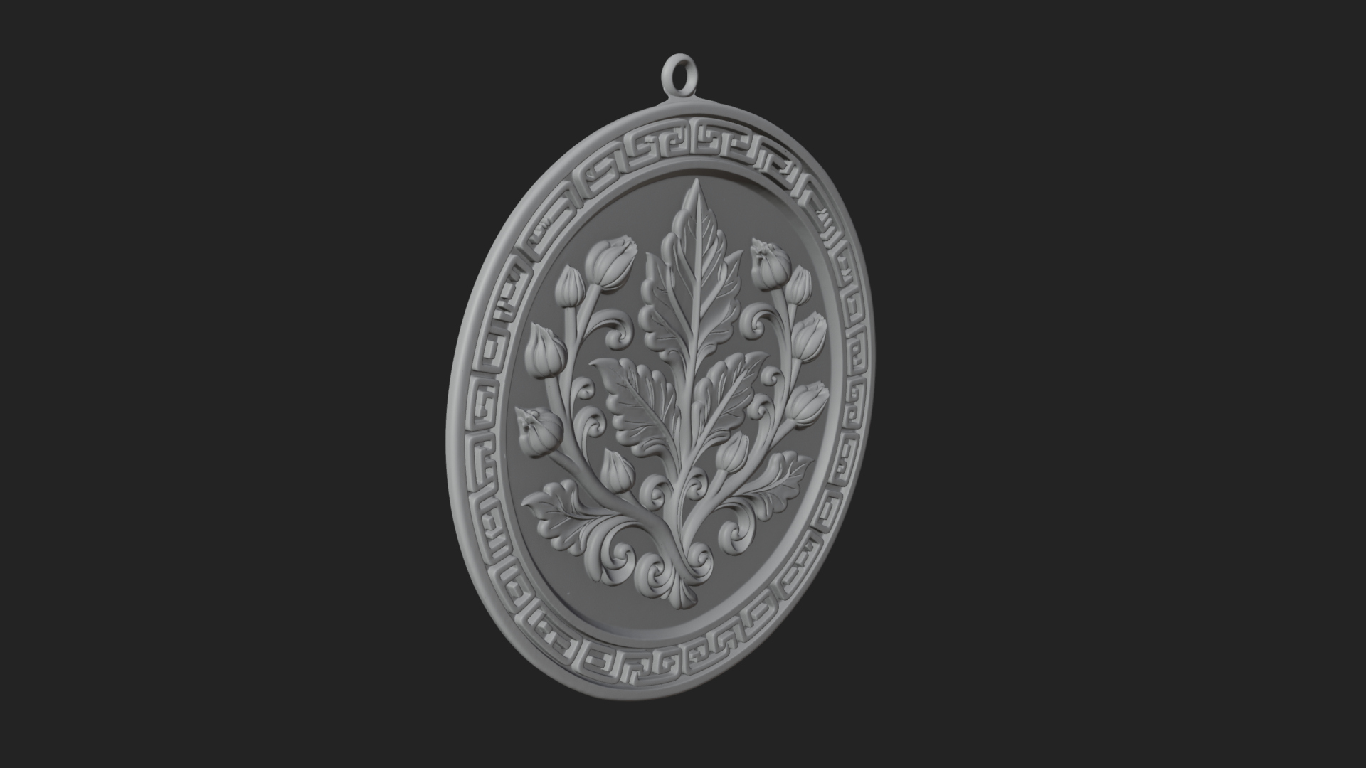 Acanthus Leaf Oval Plaque Design 2 3D Print Model 3D Model