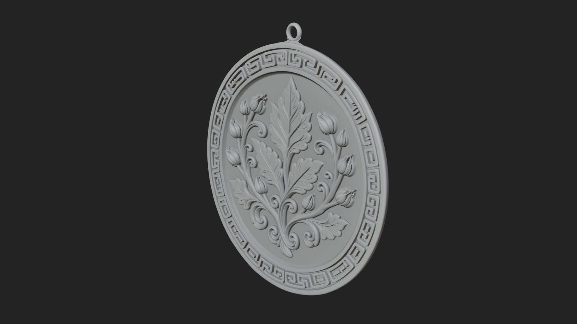 Acanthus Leaf Oval Plaque Design 2 3D Print Model 3D Model