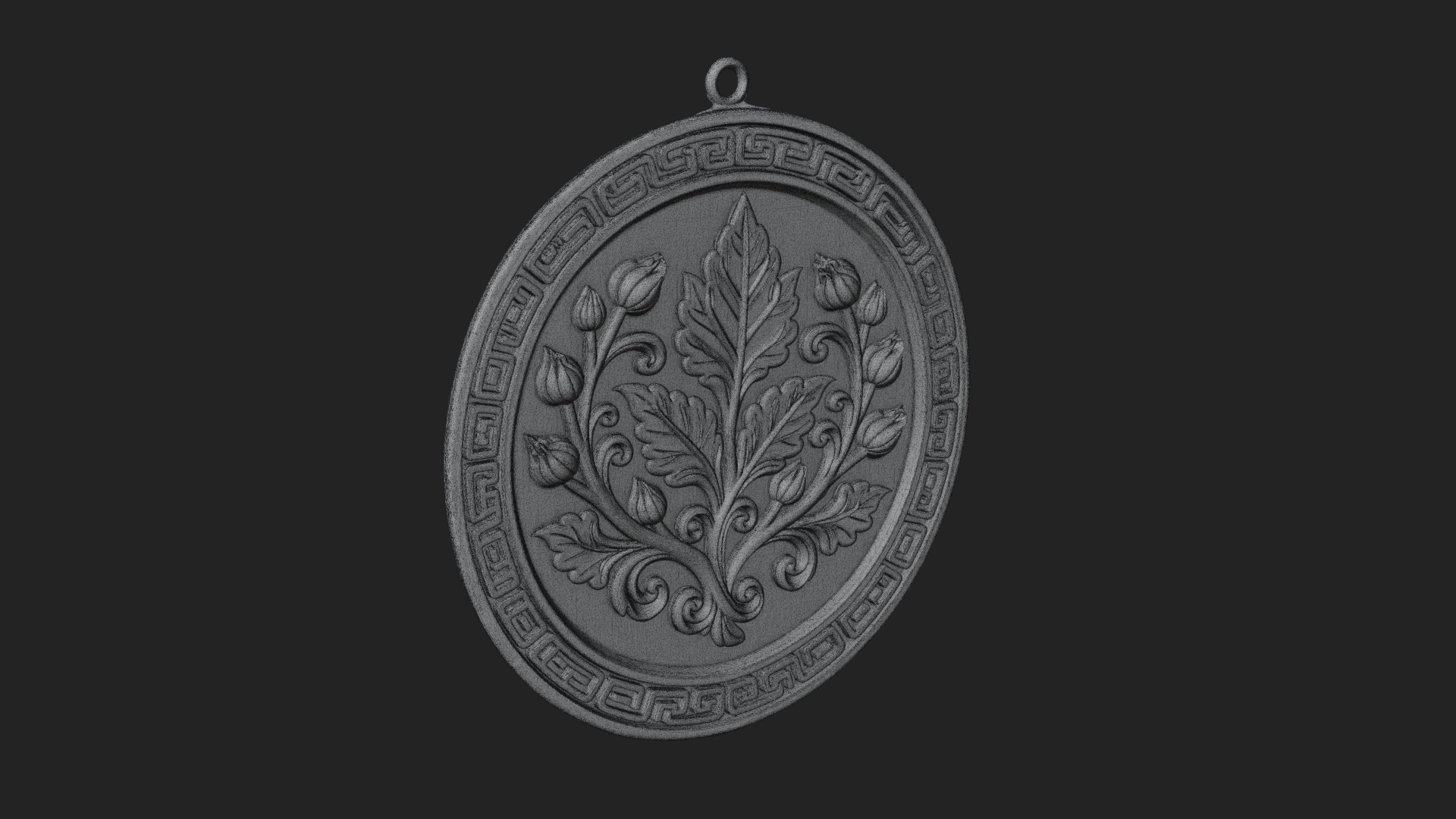Acanthus Leaf Oval Plaque Design 2 3D Print Model 3D Model