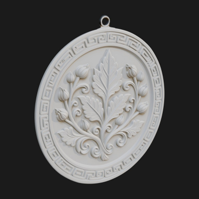 Acanthus Leaf Oval Plaque Design 2 3D Print Model