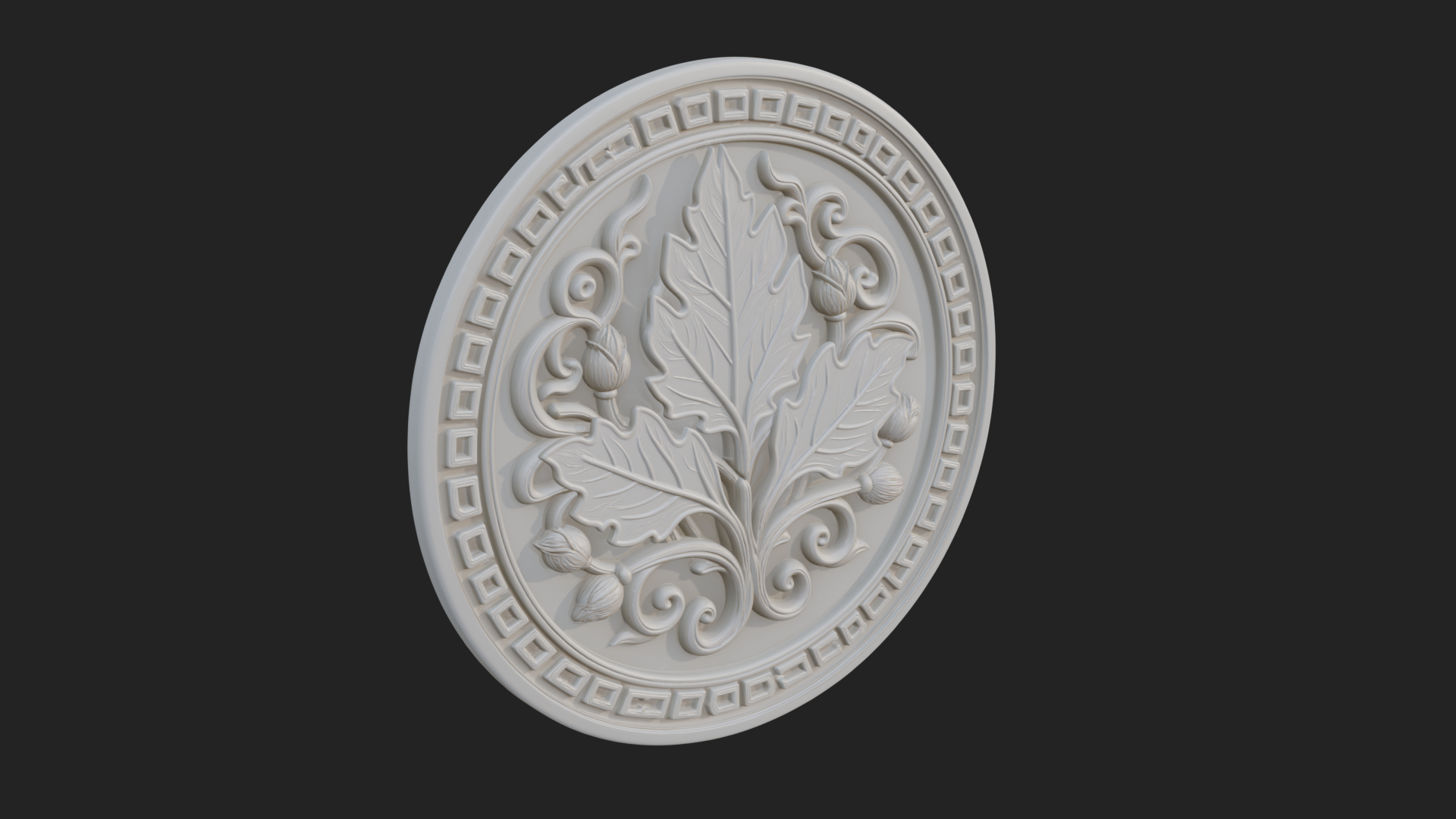Acanthus Leaf Oval Plaque Design 3 3D Print Model 3D Model
