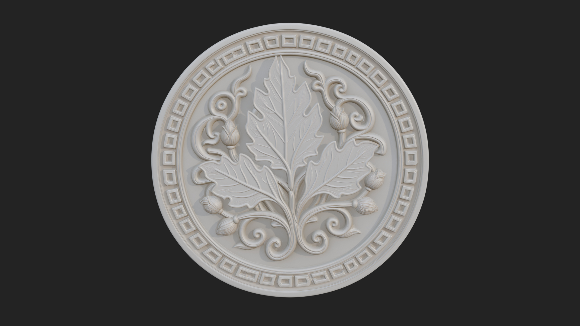 Acanthus Leaf Oval Plaque Design 3 3D Print Model 3D Model