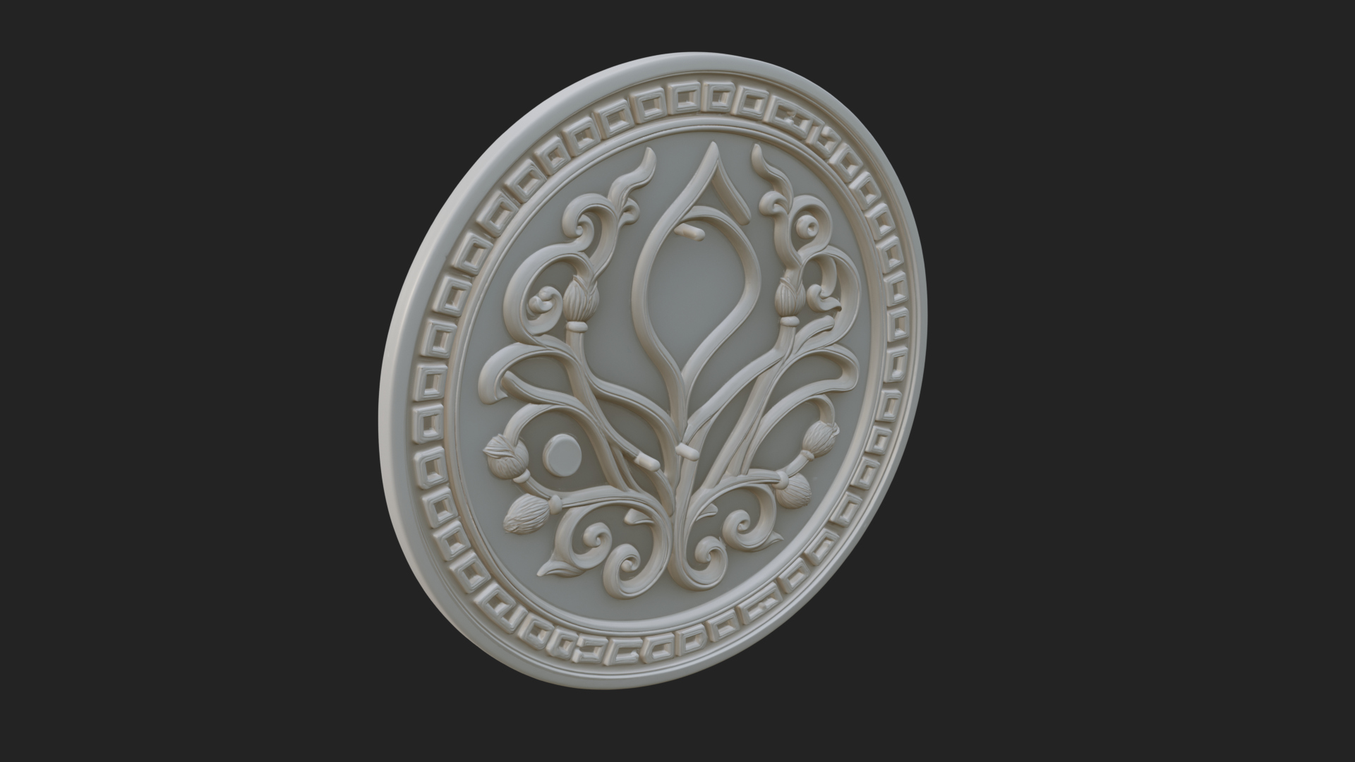 Acanthus Leaf Oval Plaque Design 3 3D Print Model 3D Model