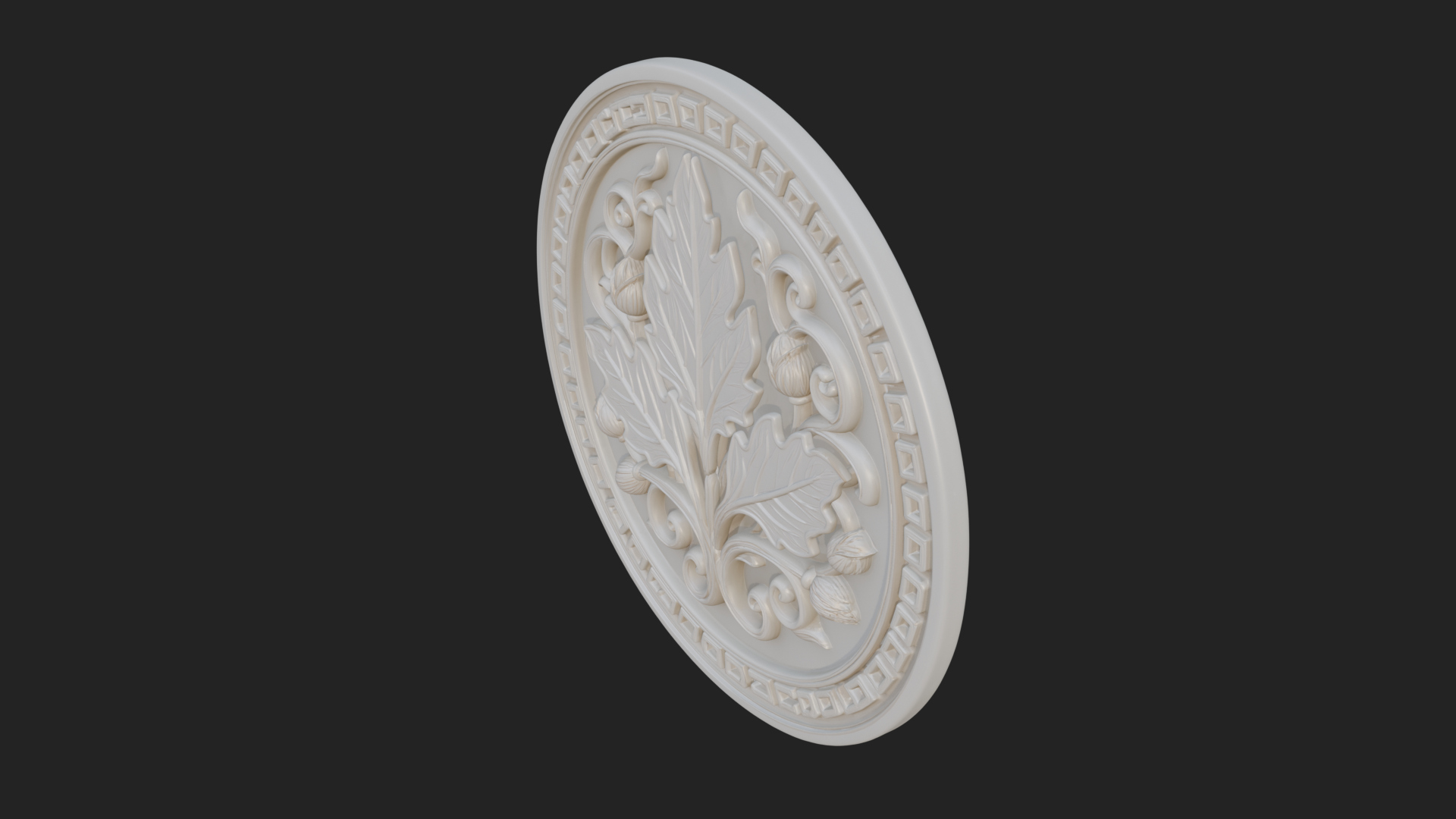 Acanthus Leaf Oval Plaque Design 3 3D Print Model 3D Model