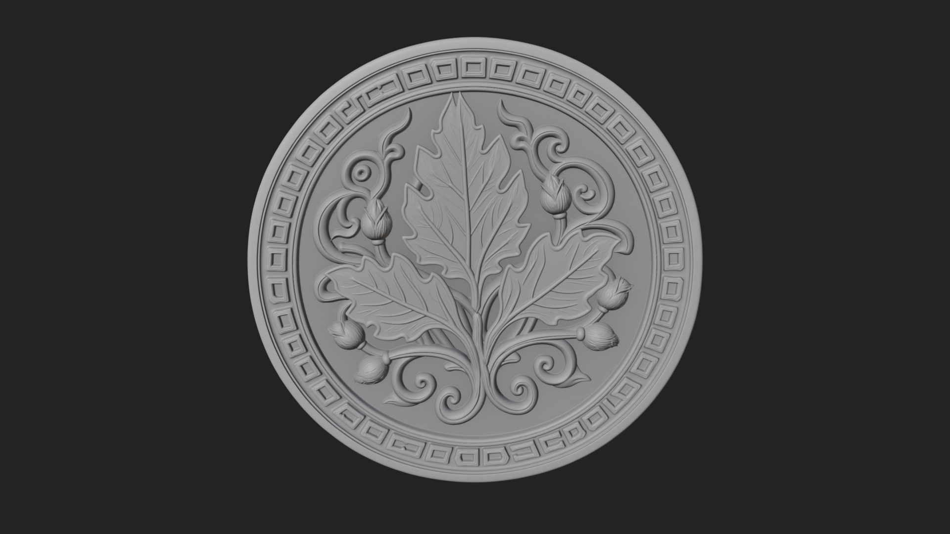 Acanthus Leaf Oval Plaque Design 3 3D Print Model 3D Model