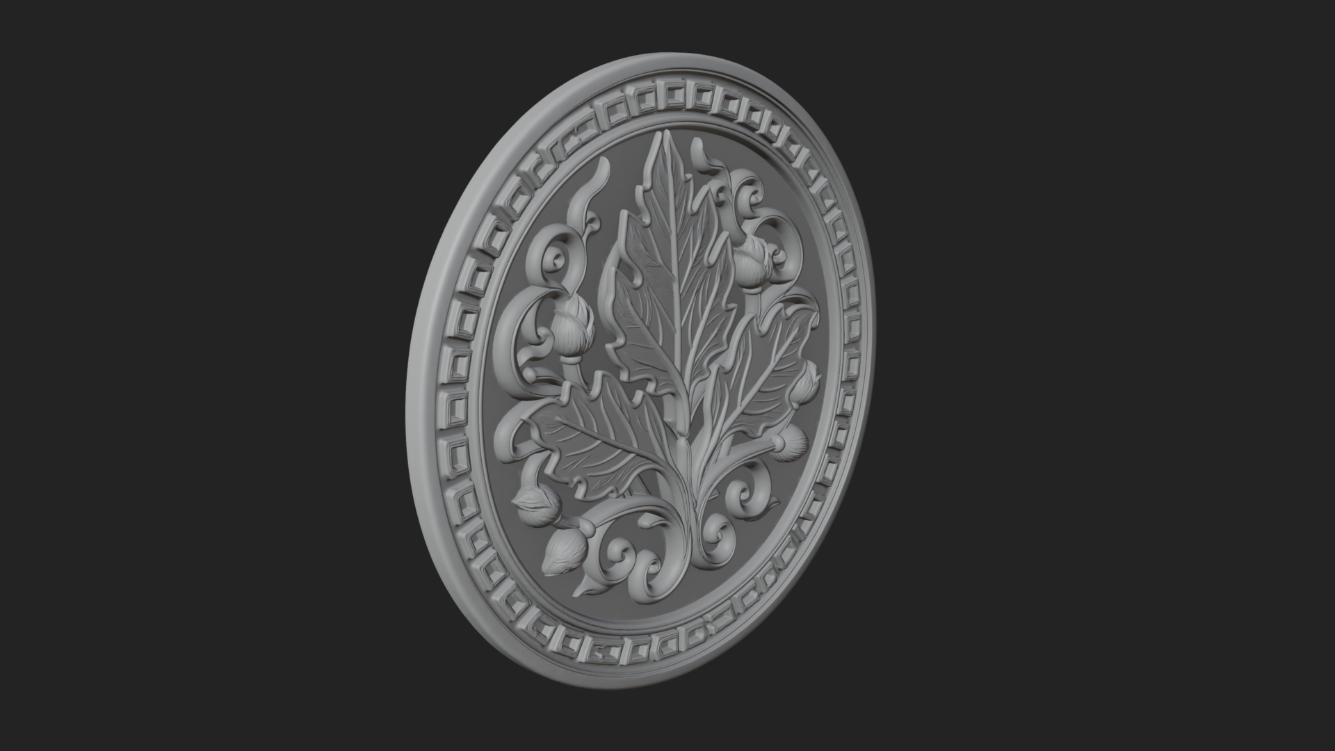 Acanthus Leaf Oval Plaque Design 3 3D Print Model 3D Model
