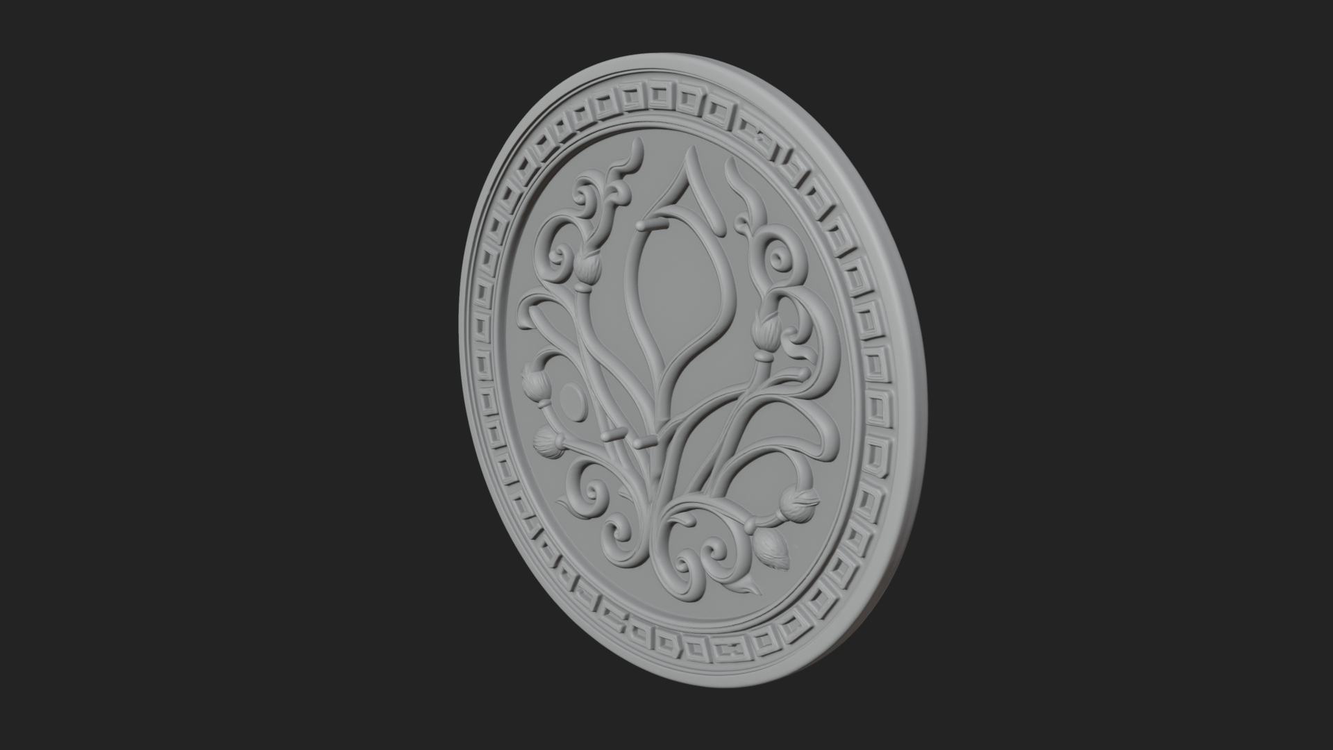 Acanthus Leaf Oval Plaque Design 3 3D Print Model 3D Model