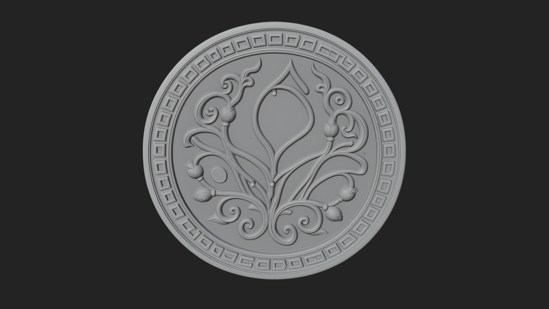 Acanthus Leaf Oval Plaque Design 3 3D Print Model 3D Model