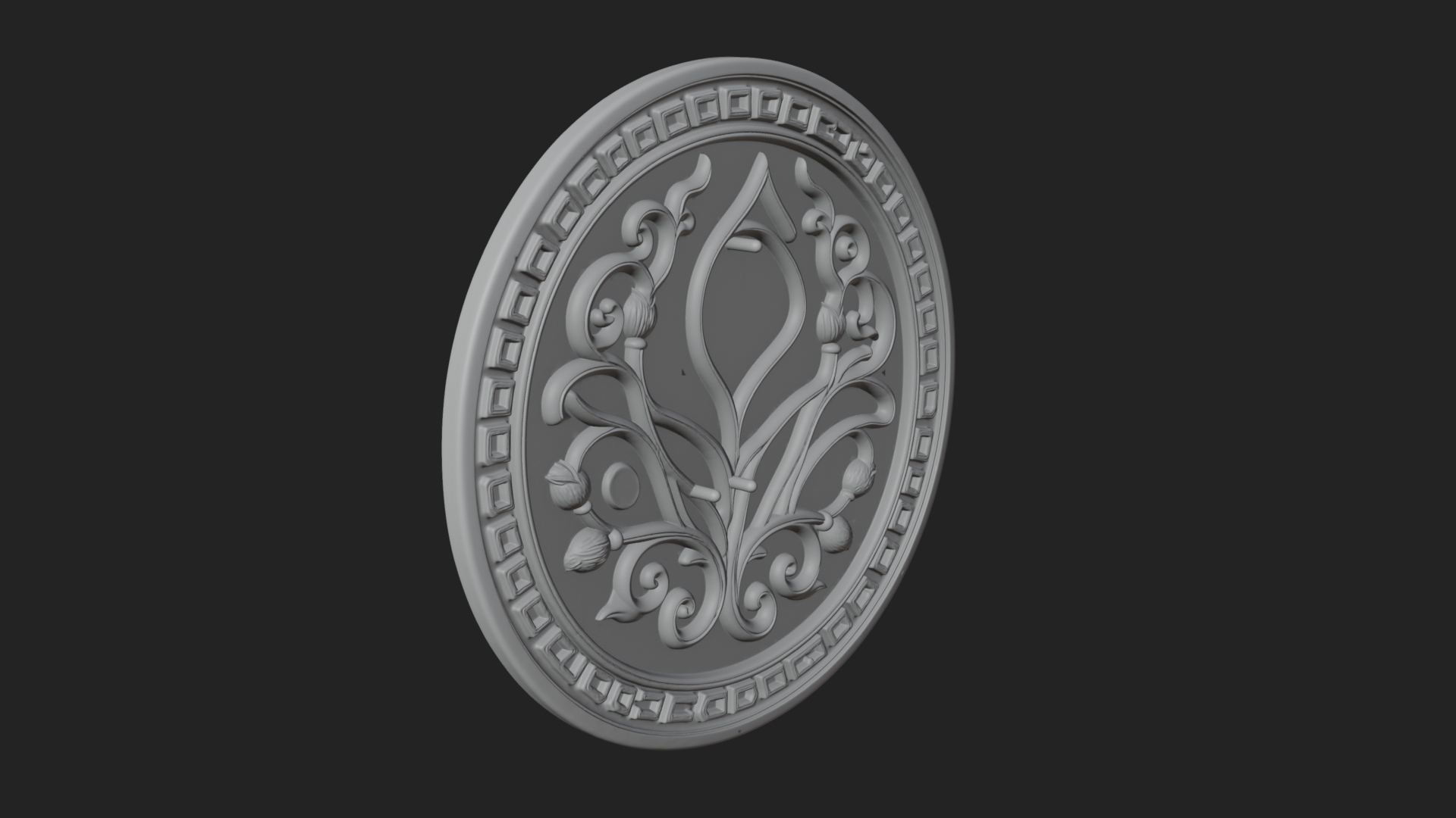 Acanthus Leaf Oval Plaque Design 3 3D Print Model 3D Model