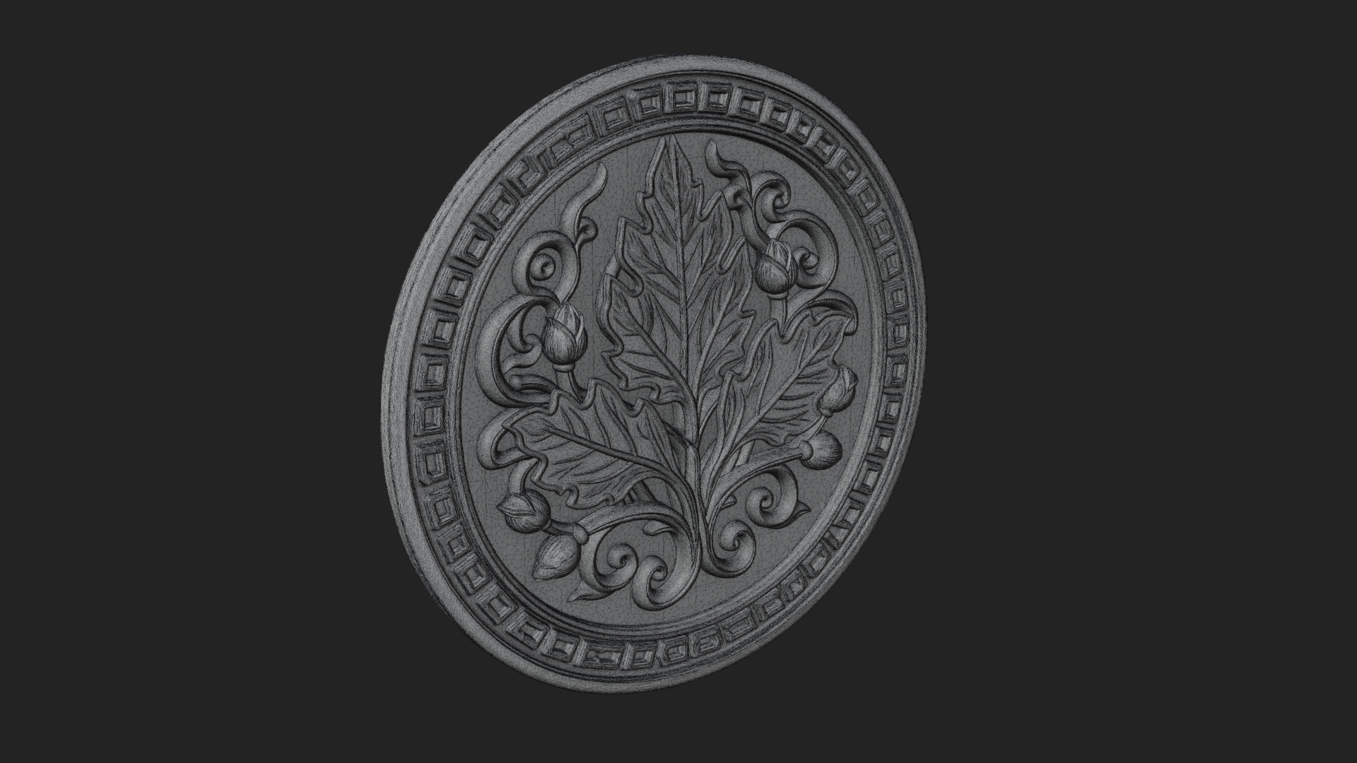 Acanthus Leaf Oval Plaque Design 3 3D Print Model 3D Model