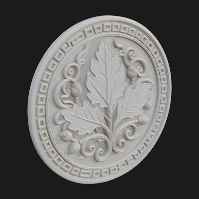 Acanthus Leaf Oval Plaque Design 3 3D Print Model