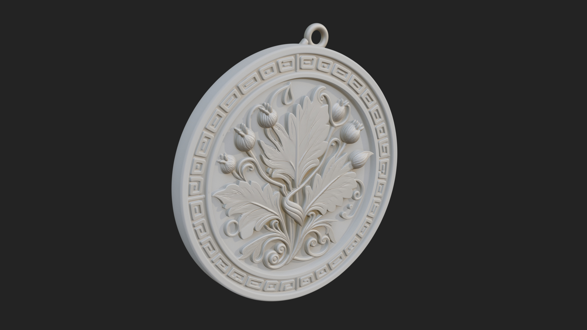 Acanthus Leaf Oval Plaque Design 4 3D Print Model 3D Model