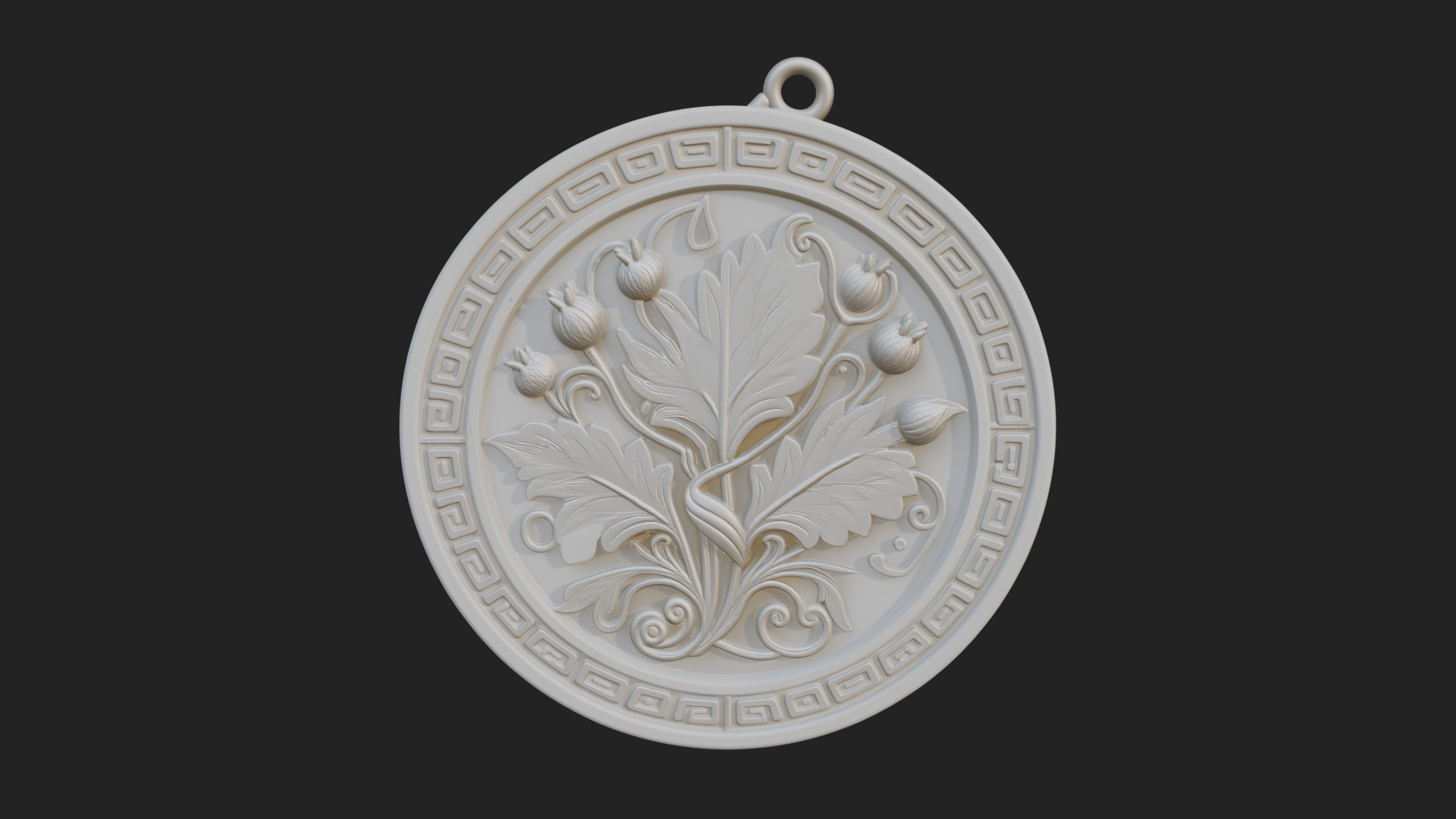 Acanthus Leaf Oval Plaque Design 4 3D Print Model 3D Model