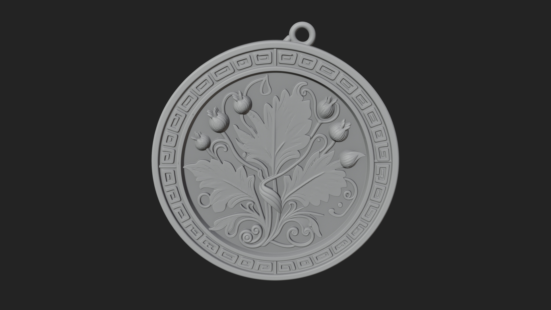 Acanthus Leaf Oval Plaque Design 4 3D Print Model 3D Model