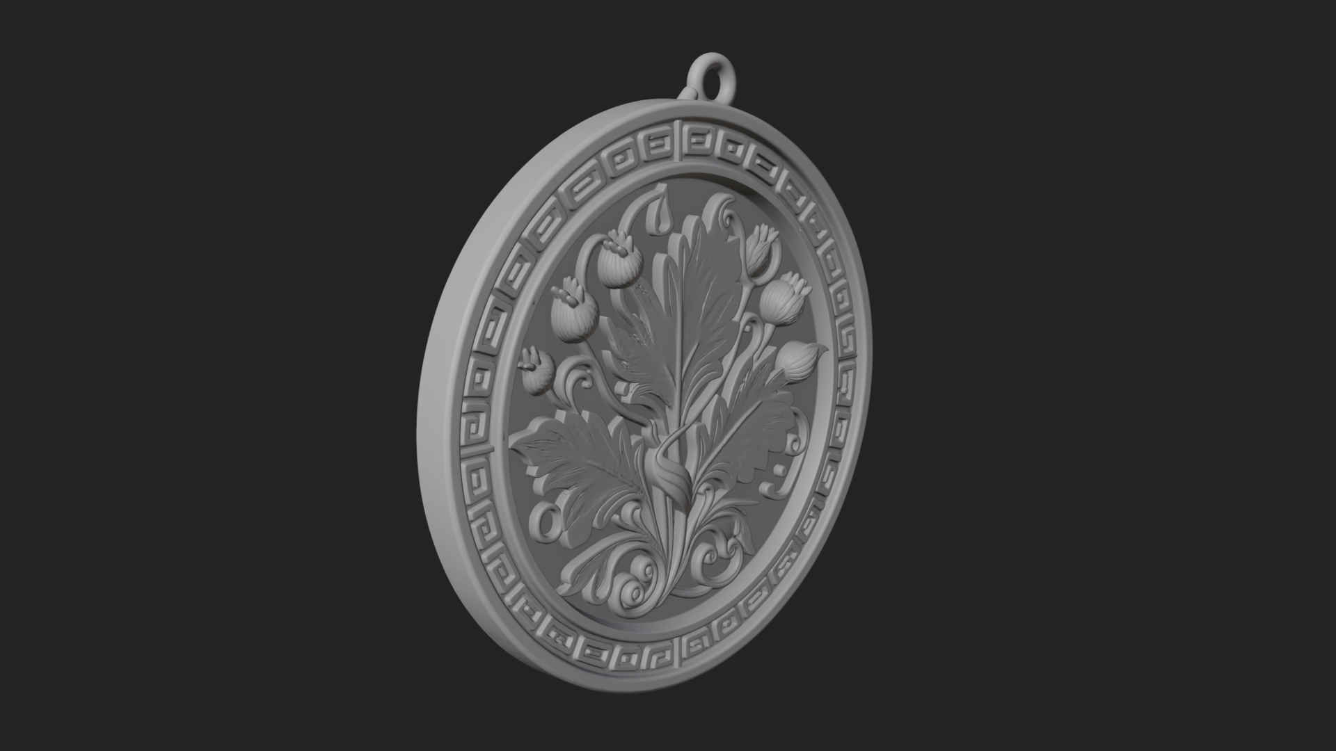 Acanthus Leaf Oval Plaque Design 4 3D Print Model 3D Model