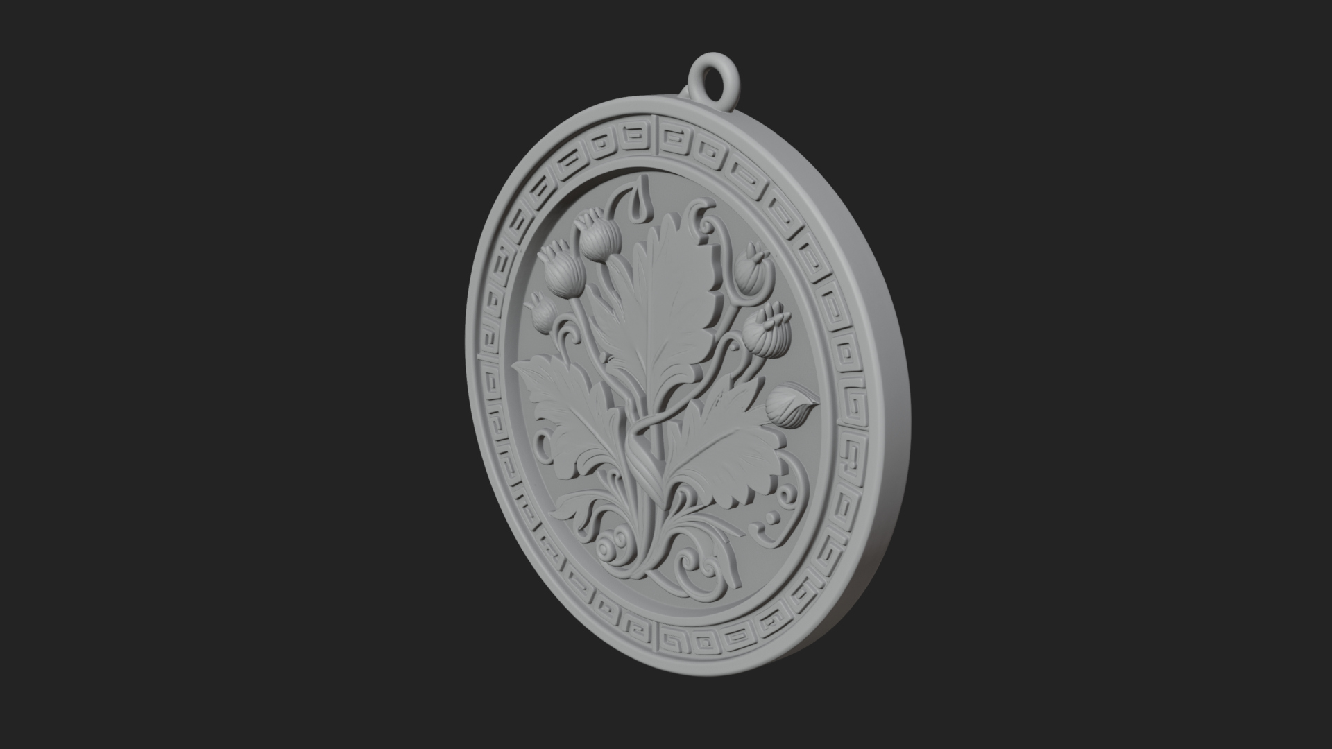 Acanthus Leaf Oval Plaque Design 4 3D Print Model 3D Model