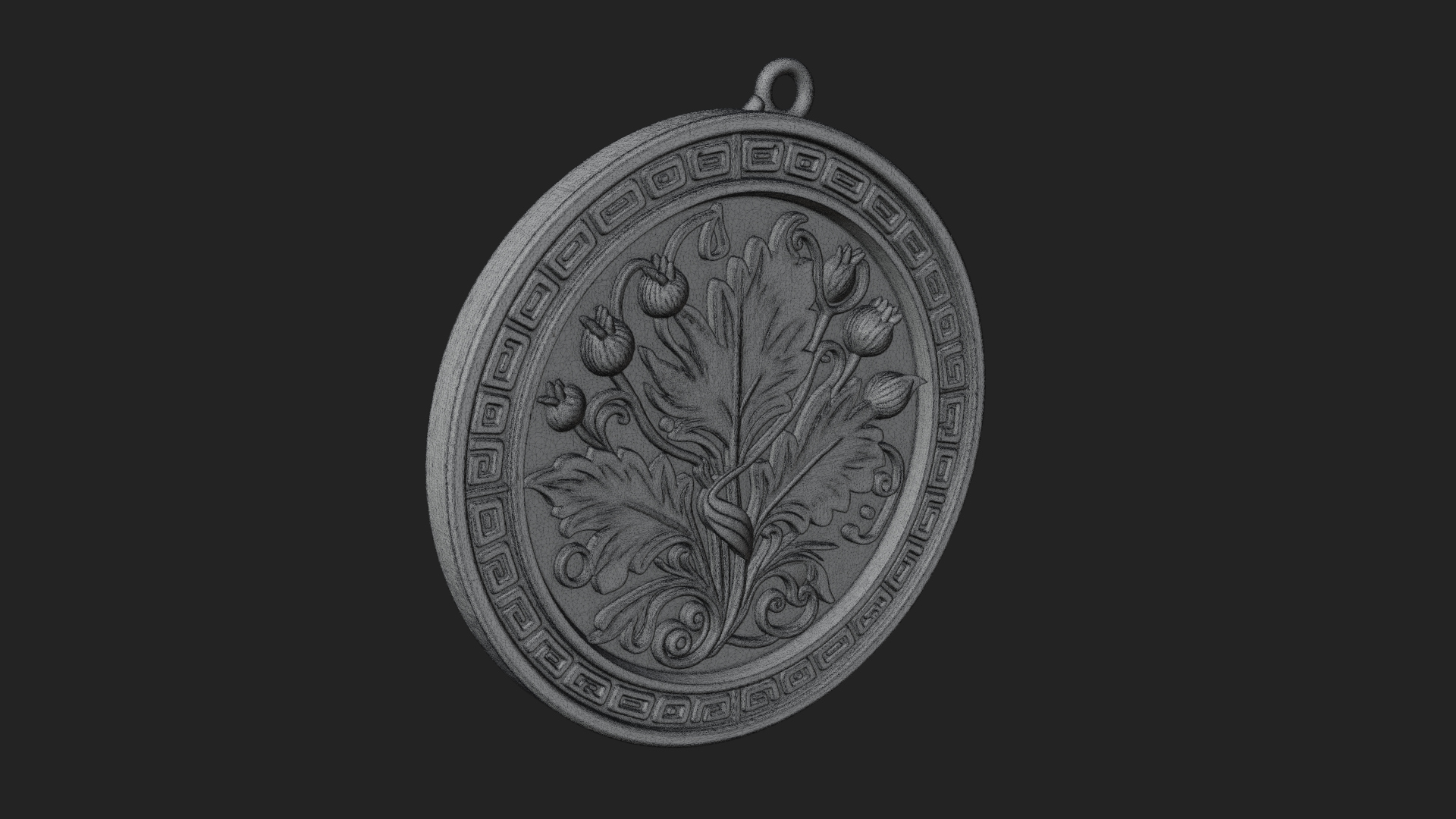 Acanthus Leaf Oval Plaque Design 4 3D Print Model 3D Model