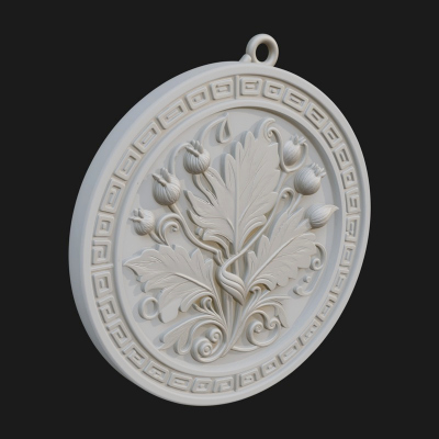Acanthus Leaf Oval Plaque Design 4 3D Print Model