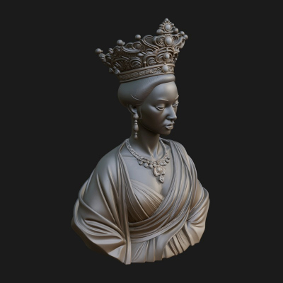 African Queen Bust Statue Design 10 3D Print Model
