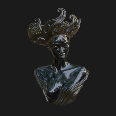 African Queen Bust Statue Design 2 3D Print Model