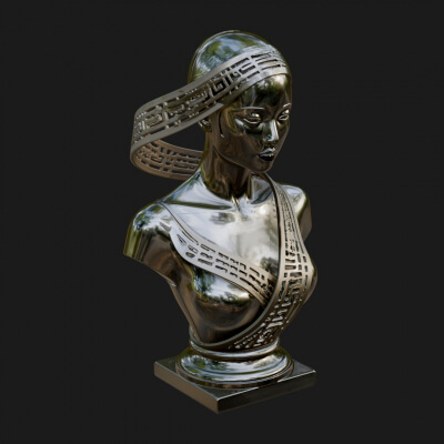 African Queen Bust Statue Design 4 3D Print Model