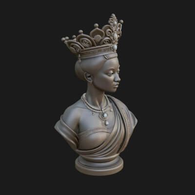 African Queen Bust Statue Design 7 3D Print Model