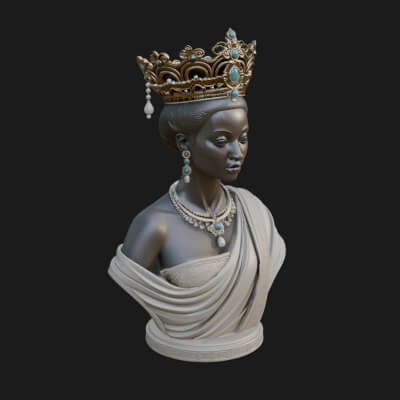African Queen Bust Statue Design 8 3D Print Model