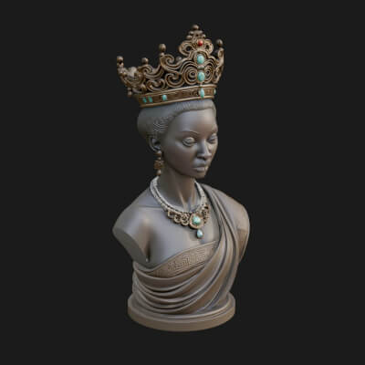 African Queen Bust Statue Design 9 3D Print Model