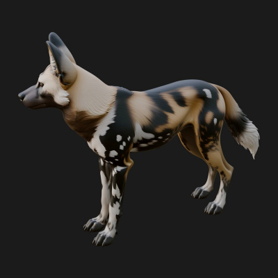 African Wild Dog Statue Design 1 3D Print Model
