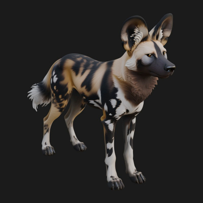 African Wild Dog Statue Design 2 3D Print Model