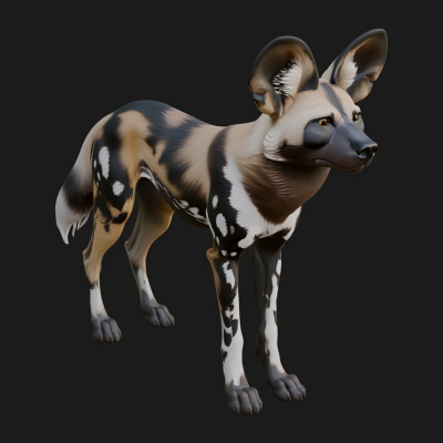 African Wild Dog Statue Design 3 3D Print Model
