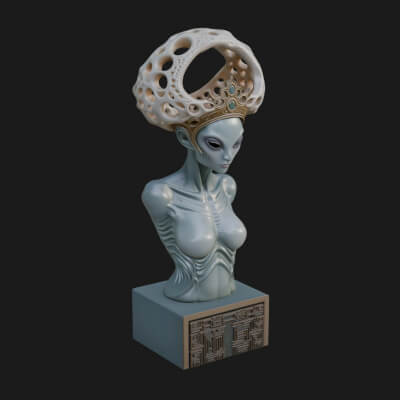 Alien Queen Bust Statue Design 1 3D Print Model
