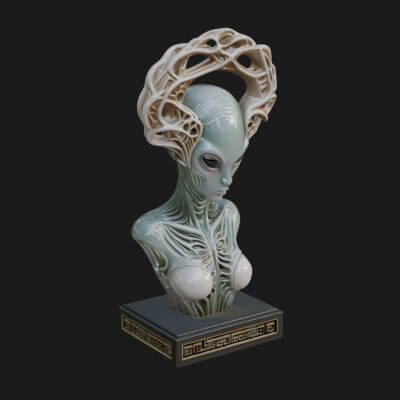Alien Queen Bust Statue Design 6 3D Print Model