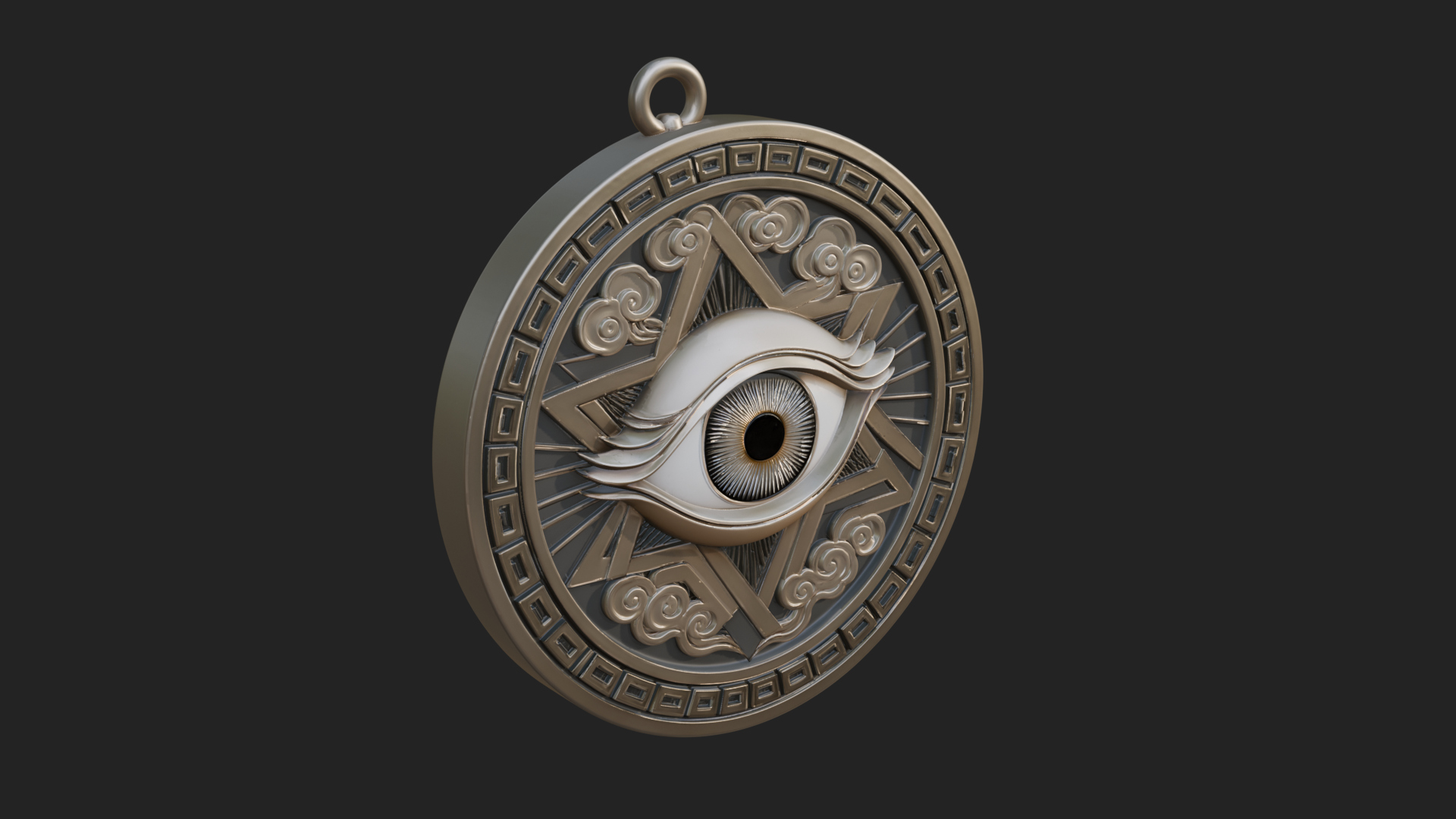 All Seeing Eye Star Pendant Design 1 3D Print Model 3D Model