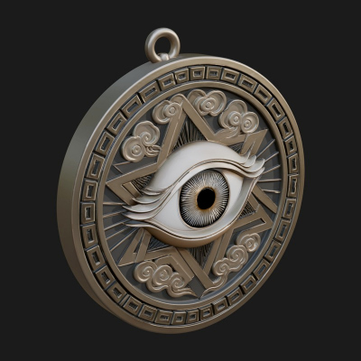 All Seeing Eye Star Pendant Design 1 3D Print Model