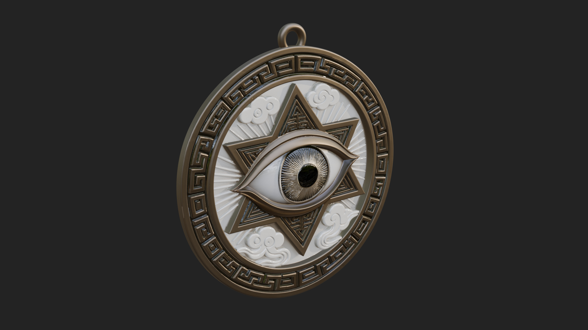 All Seeing Eye Star Pendant Design 2 3D Print Model 3D Model